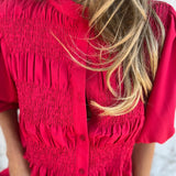 Eliza - Pleated Button-Down Blouse