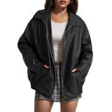 XANDRAT - Oversized Faux Suede Leather Jacket