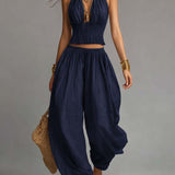 Danna - Halter Neck Top and Harem Pants Ensemble