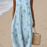 Brianna - Women's Sleeveless Midi Dress with Print for Casual Wear