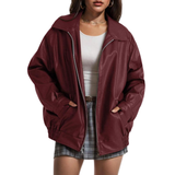 XANDRAT - Oversized Faux Suede Leather Jacket