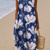Alice - Women's Loose-Fit Sleeveless Printed Midi Beach Dress
