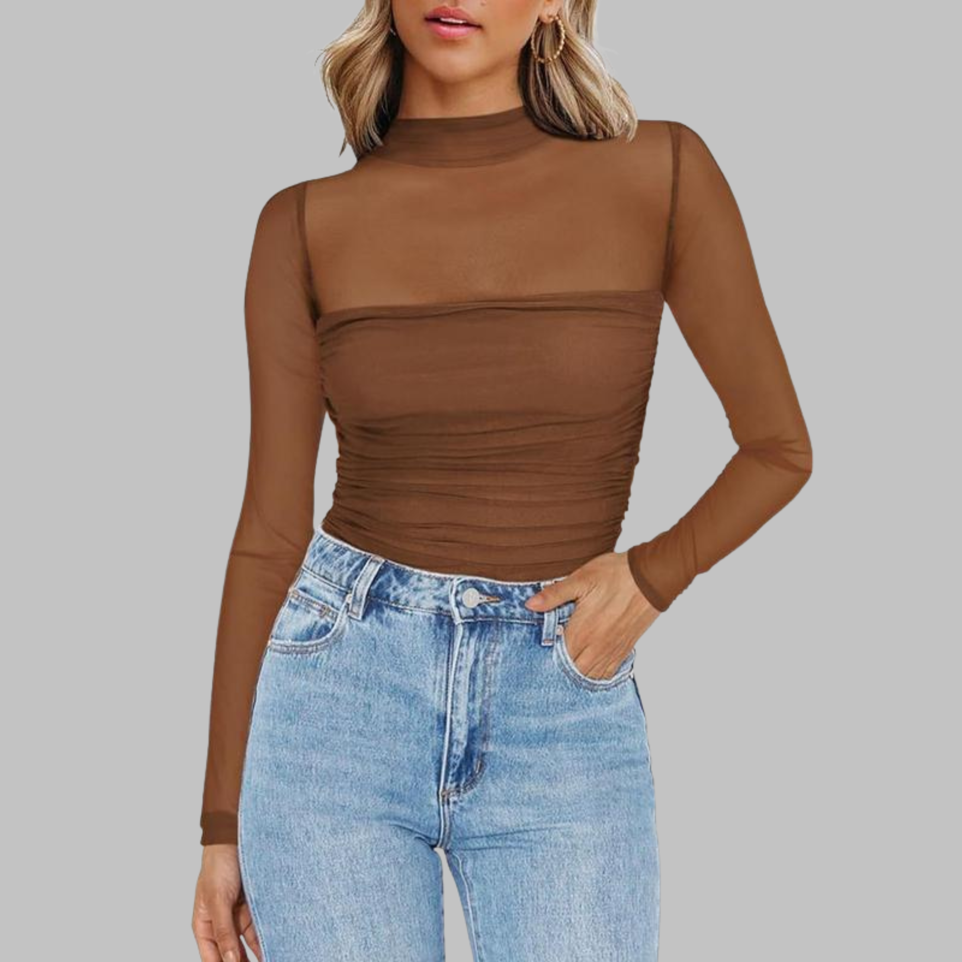 Vega - Elegant Sheer Mesh Long Dress