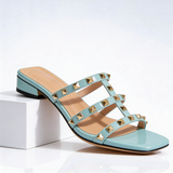Oriana - Square-Toe Studded Leather Mules