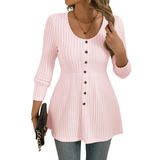 Dolly - Sleek Round Neck Long Sleeve Blouse