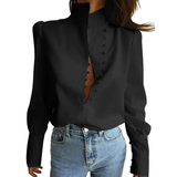 Roxie - Sophisticated Long Sleeve Stand Collar Blouse