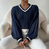 SOVU™ - Stylish V-Neck Long Sleeve Sweater