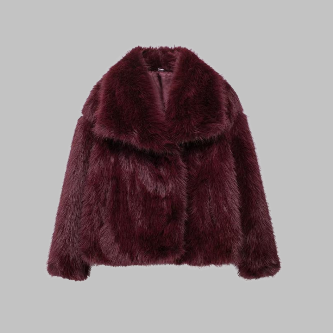 NESRIN™ - Elegant Long Sleeve Collared Fuzzy Jacket