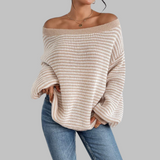 SURI™ - Striped Long Sleeve Sweater with Drop Shoulders