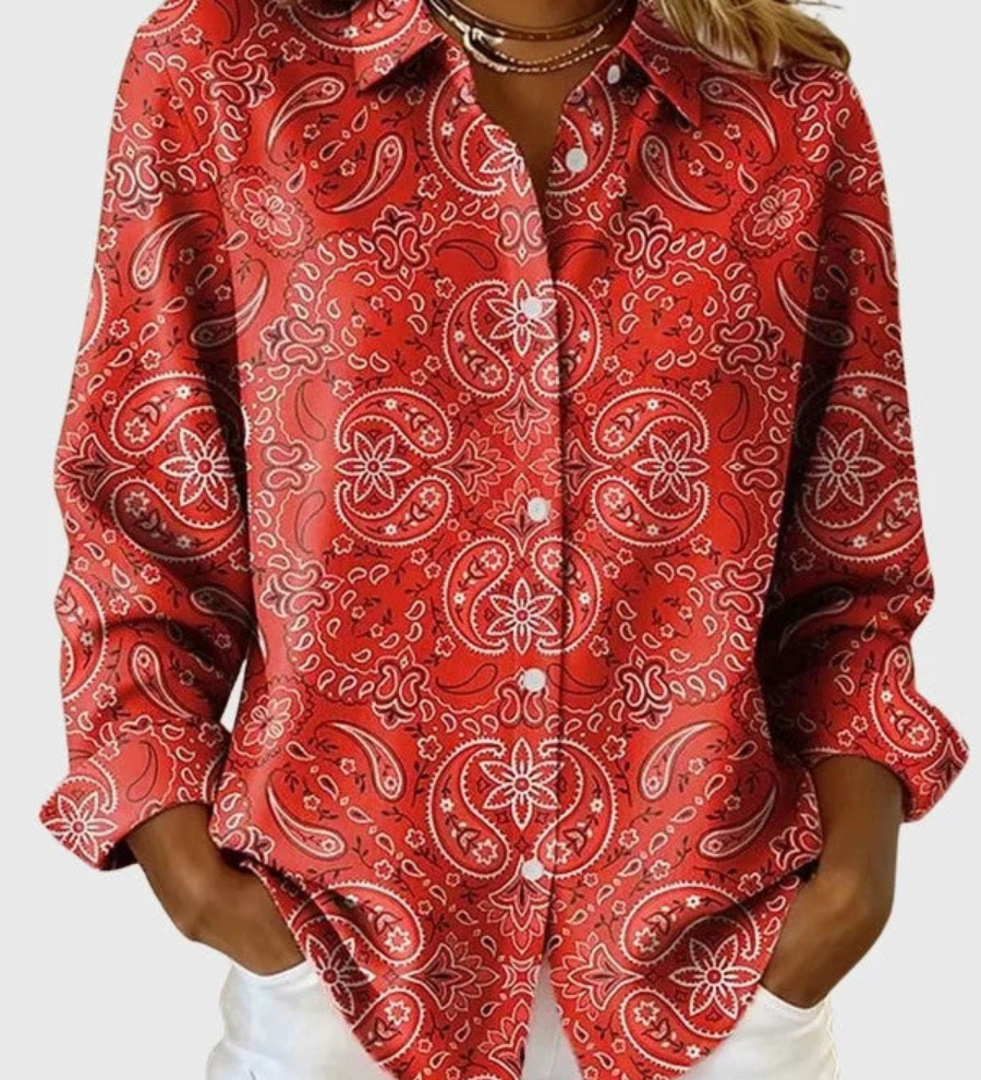 Joanna - Floral Print Button-Up Shirt