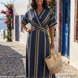 Saphira - Striped Wrap Midi Dress