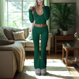 SINAT - Long Sleeve V-Neck Cropped Top