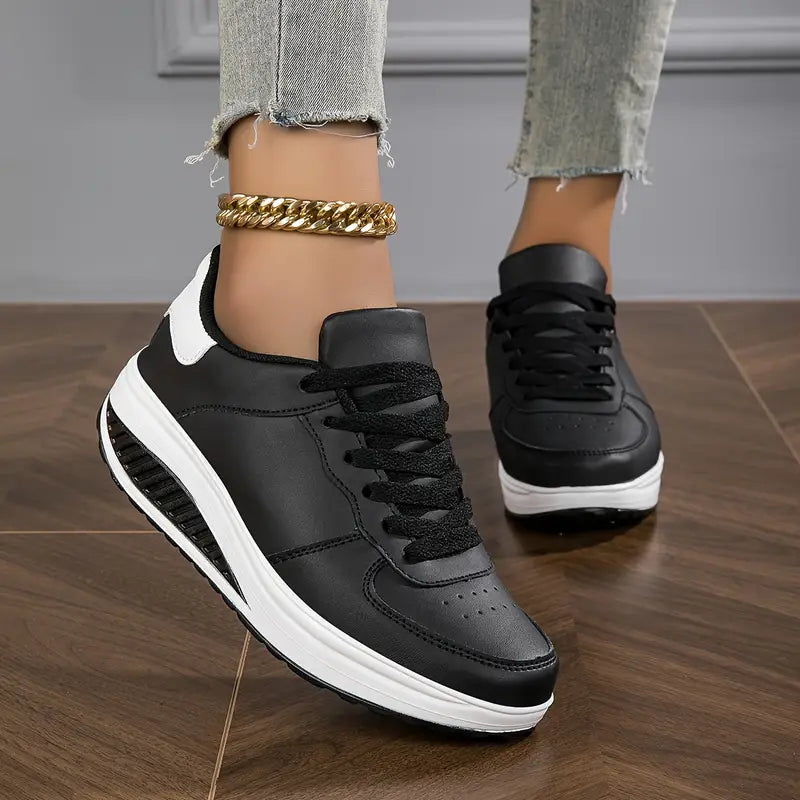 Laurel - Sleek Minimalist Lace-Up Platform Sneakers