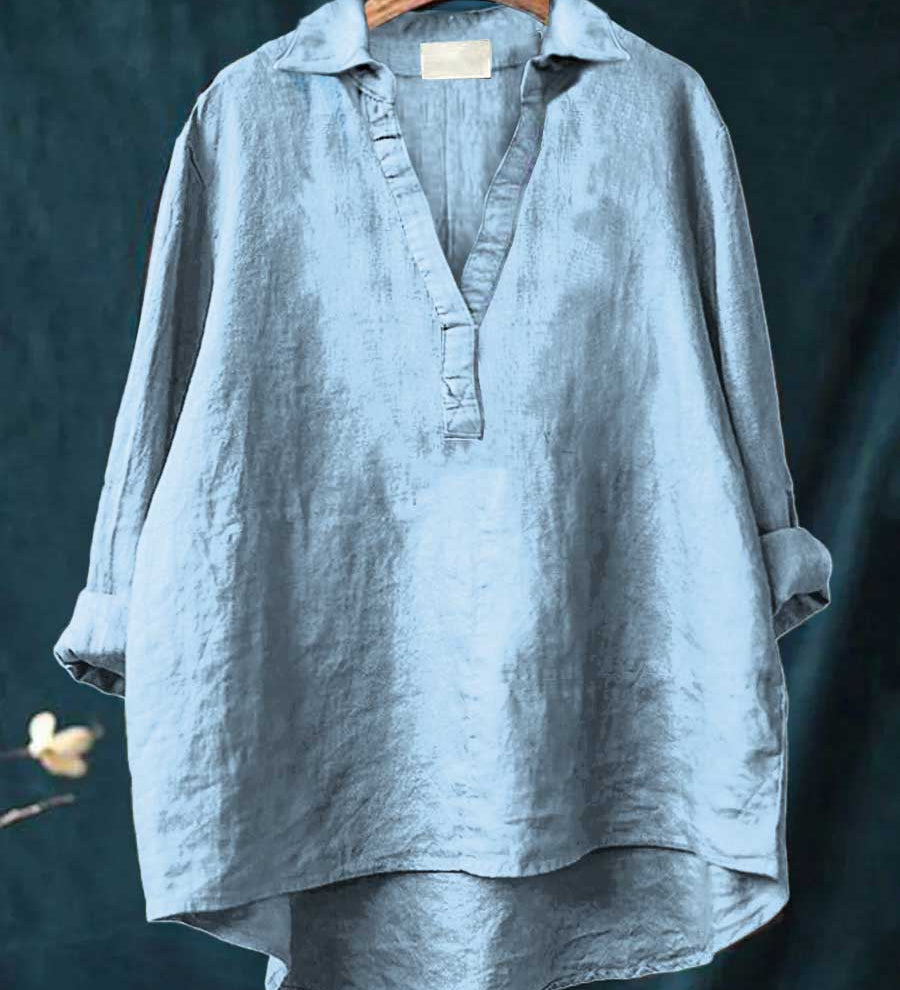 Amber - Blouse with Grey and Pink Print