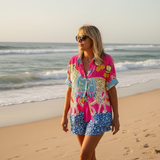 Margot - Coordinated Button-Up Shirt and Shorts Ensemble