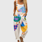 Annabelle – Cozy Overall Featuring Vibrant Chicken Print