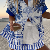 Penny - Tropical Palm Print Short Set