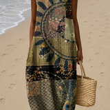 Brooke - Women's Sleeveless Midi Dress with Print for Casual Wear