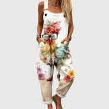 Phoebe – Cozy Floral Chicken Print Overalls