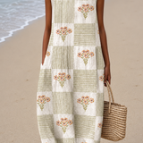 Elena - Women's Casual Midi Dress with Sleeveless Print