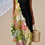 Lauren - Women's Casual Midi Dress with Sleeveless Print Design