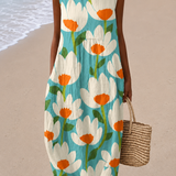 Charlotte - Women's Sleeveless Midi Dress with Relaxed Fit