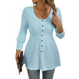 Dolly - Sleek Round Neck Long Sleeve Blouse