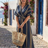 Saphira - Striped Wrap Midi Dress