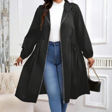 AVRILT - Plus Size Long Zip-Up Hoodie with Drawstring