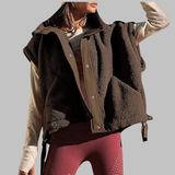 RAYT - Cozy Sleeveless Fleece Button-Up