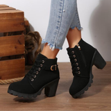 KATNIT - Stylish Lace-Up Chunky Shoes with Metal Buckle