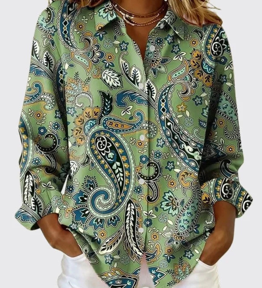 Joanna - Floral Print Button-Up Shirt