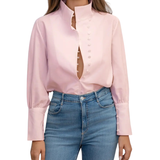 Roxie - Sophisticated Long Sleeve Stand Collar Blouse