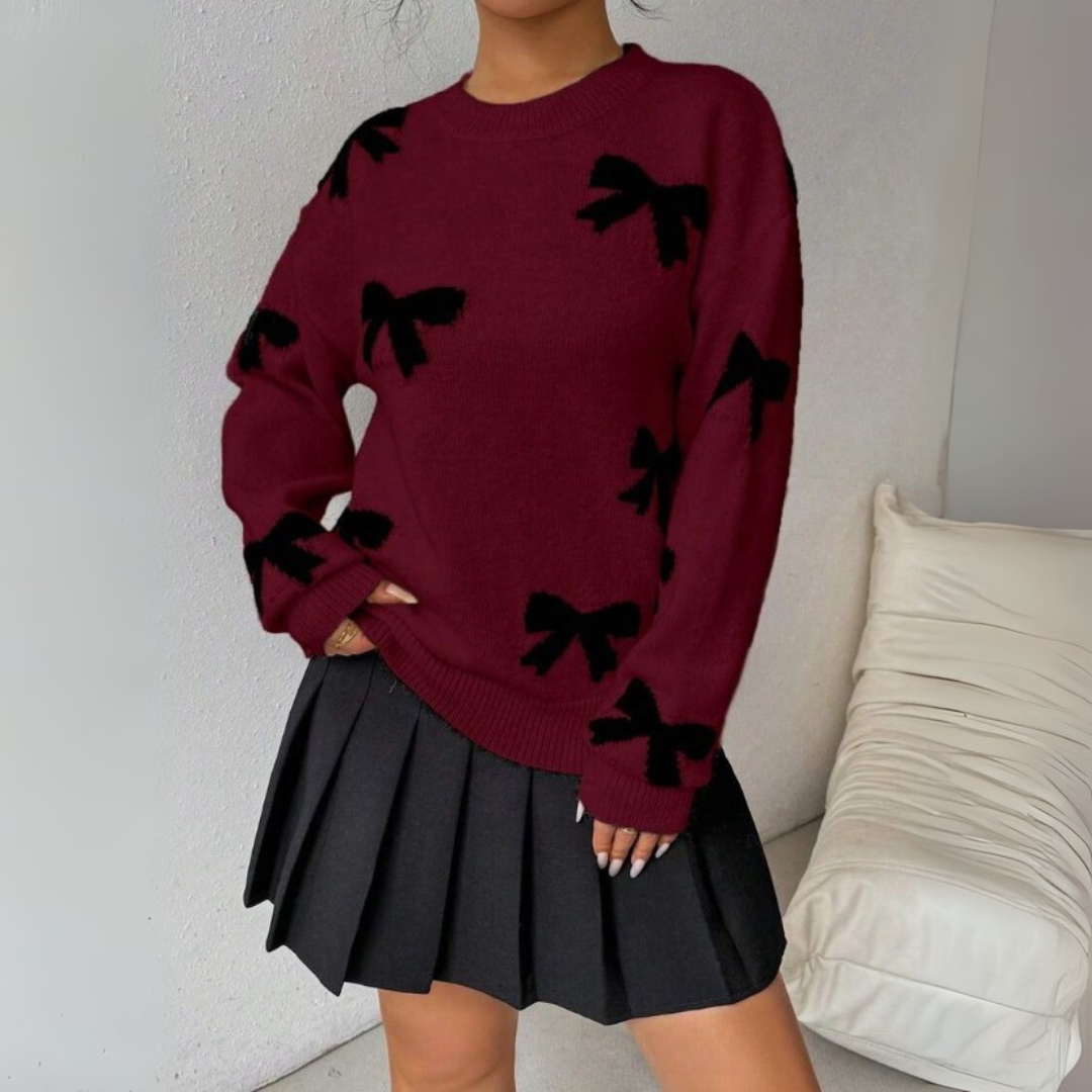 VISAY™ - Cozy Bow-Patterned Pullover Sweater