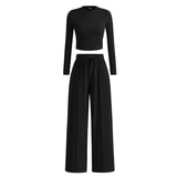 MIRELAT - Ribbed Knit Long Sleeve Cropped Top
