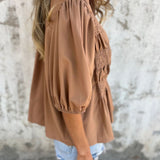 Eliza - Pleated Button-Down Blouse