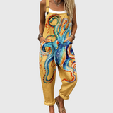 Aaliyah – Casual Overalls Featuring Marine Octopus Design