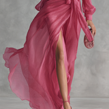 Estelle - Blush Chiffon V-Neck Dress