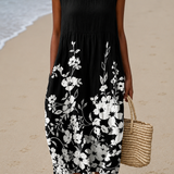 Chloe - Women's Casual Midi Dress with Sleeveless Print Design