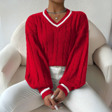 SOVU™ - Stylish V-Neck Long Sleeve Sweater