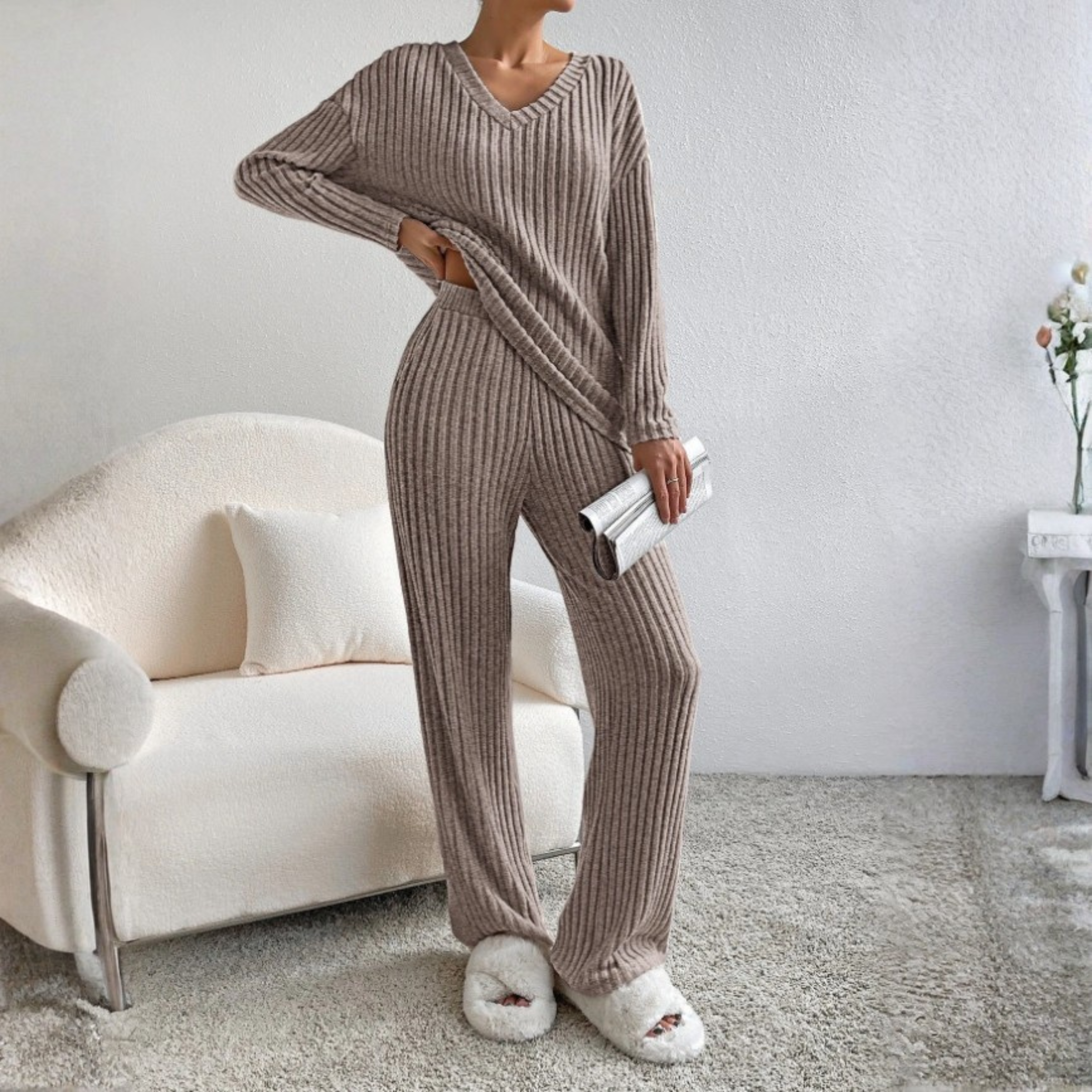 ENLINST - V-Neck Long Sleeve Shirt
