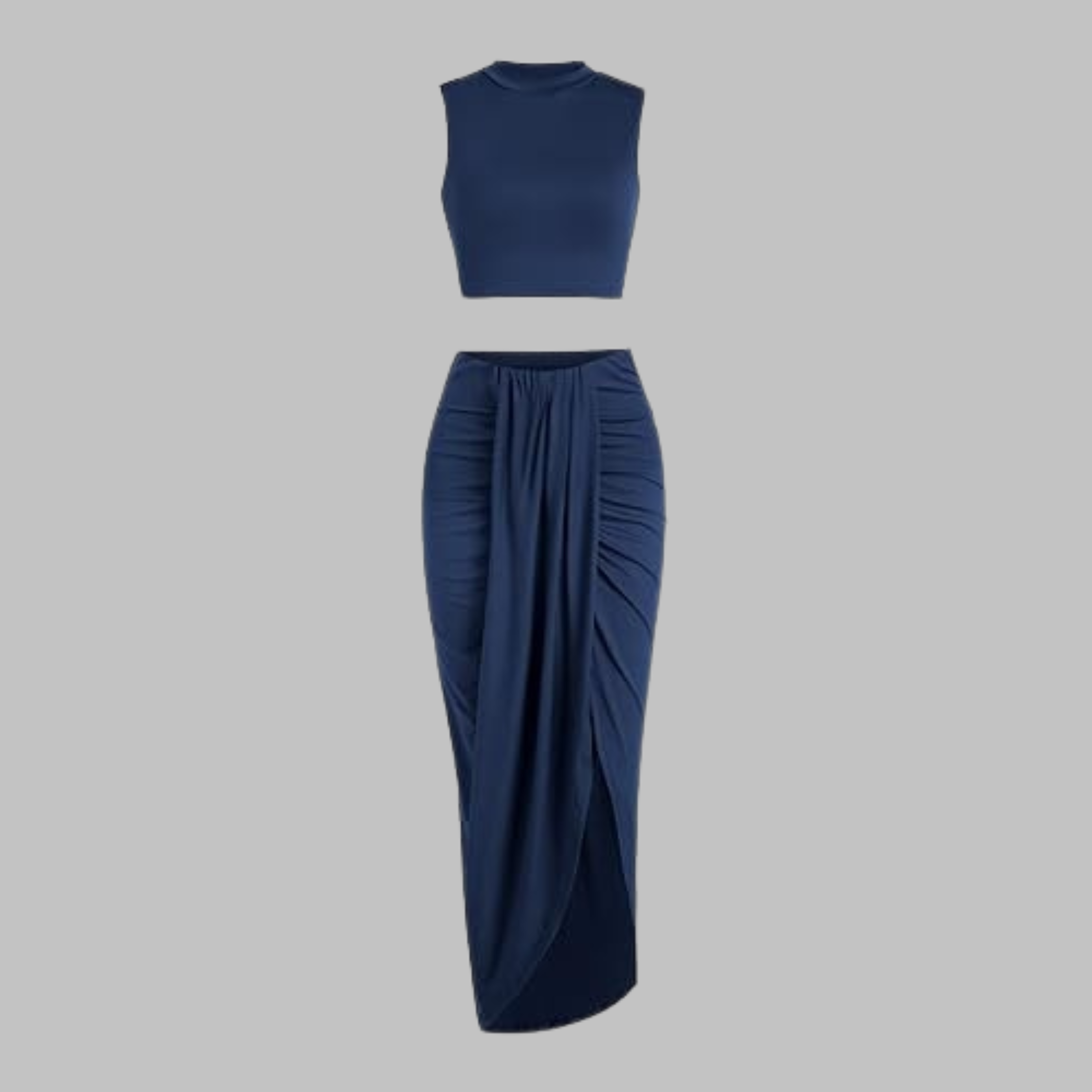MANUELA™ - Chic Pleated Slit Maxi Skirt Ensemble