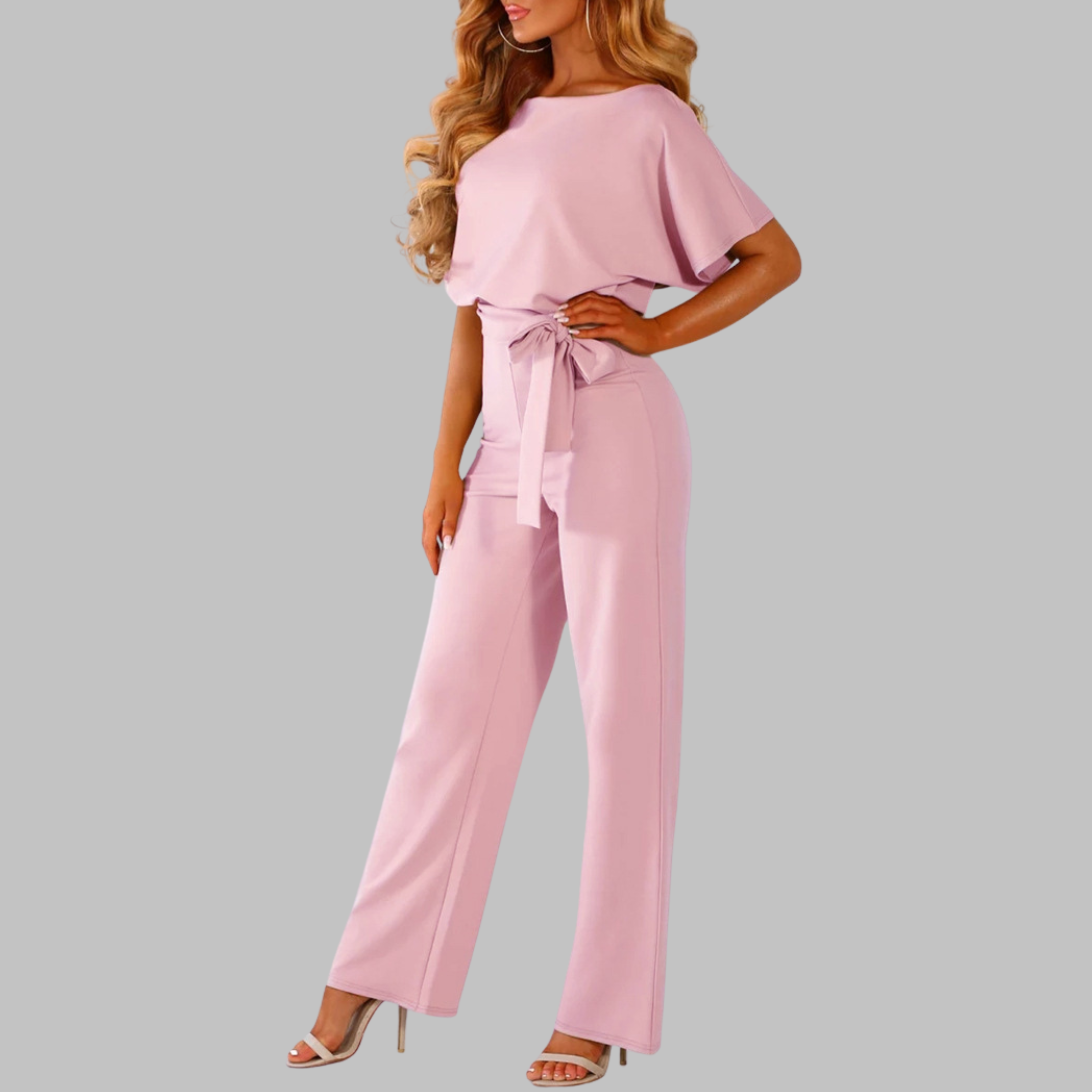 WANNON™ - Relaxed Tie-Front Batwing Sleeve Jumpsuit