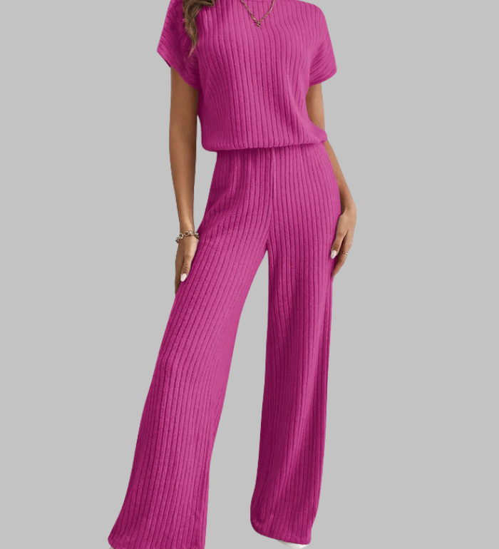 MAGGIE™ - Relaxed Short Sleeve Top and Pants Ensemble