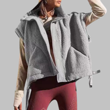 RAYT - Cozy Sleeveless Fleece Button-Up