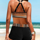 Newport - High-Waisted Bikini with Geometric Print