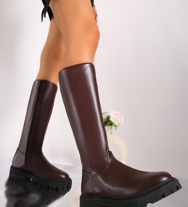 MINDAT Women's Knee-High Motorcycle Boots