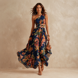 Celeste - Floral Maxi Dress with One-Shoulder Design