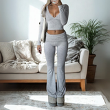 SINAT - Long Sleeve V-Neck Cropped Top