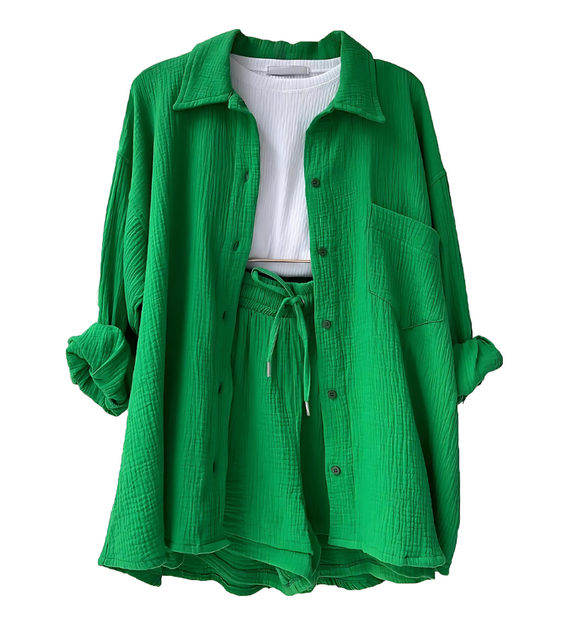 VERA™ – Contemporary Button-Up Shorts Ensemble